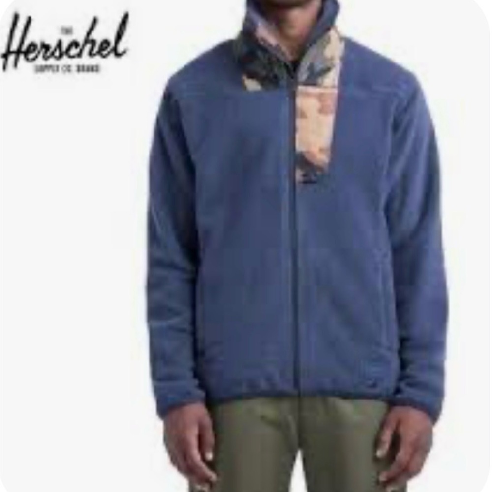 Herschel Supply Fleece Jacket full zip camo XXL Cabincore Vintage Y2K fall